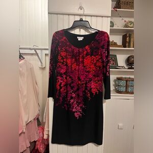 Midi pink/orange floral cocktail dress